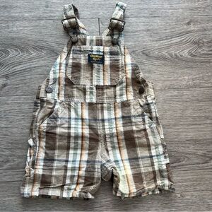 OshKosh B'gosh Brown Plaid Kids Overalls size 12M